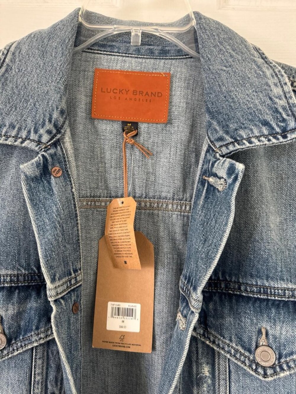 Lucky Brand NWT Oversized Denim Jean Jacket Blue Trucker Size M - Picture 4 of 7